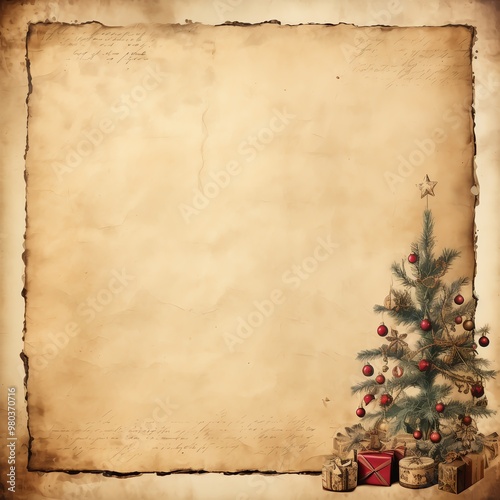 Vintage Christmas card. Xmas card. Vintage Christmas card with space for your greeting text. AI Generated