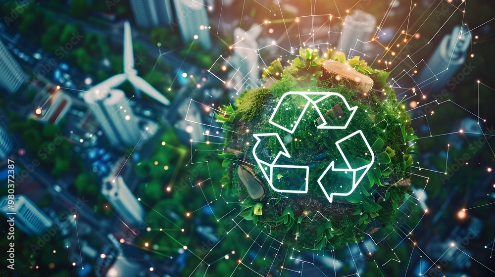 Fototapeta premium AI Driven Circular Economy Efficient Resource Management and Eco Conscious Consumerism