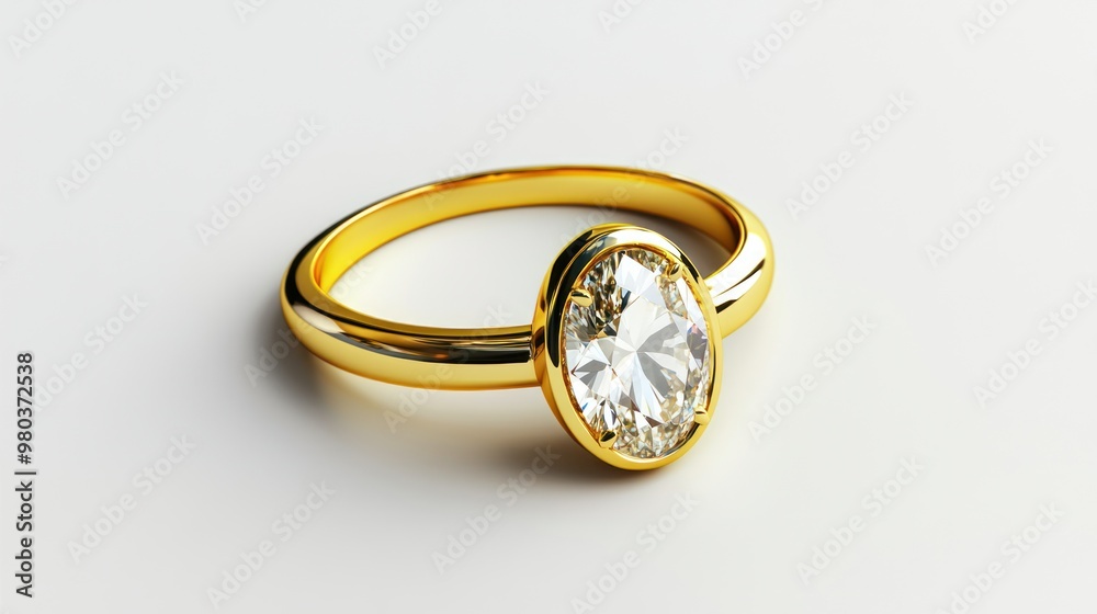 Elegant Gold Ring with Oval Diamond Elegant Gold Ring with Oval Diamond