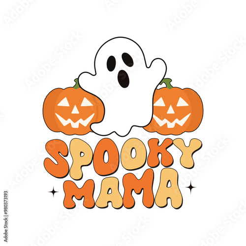 Spooky Mama  Groovy Svg T-Shirt Design