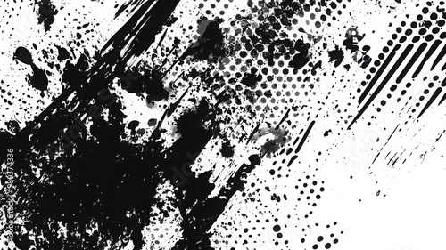 Wallpaper Mural Grunge halftone texture with splattered ink blot design in black and white, perfect for abstract backgrounds and artistic projects Torontodigital.ca
