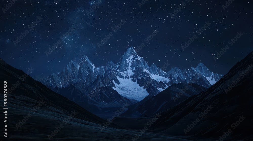 Shadowy Mountain Peaks Wallpaper. Dark mountain peaks under a starry sky. Shadowy Mountain Peaks Wallpaper. Dark mountain peaks under a starry sky.