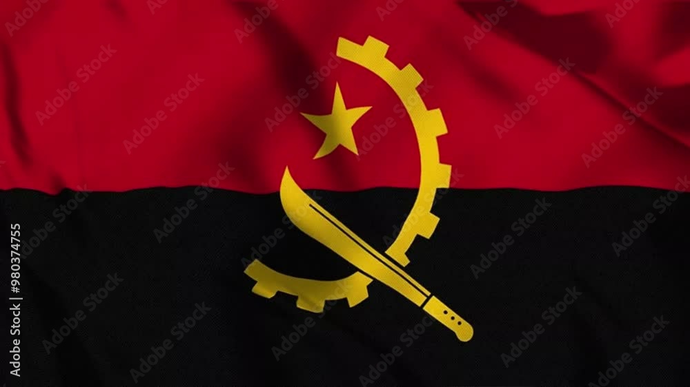 Realistic 3D Animation Abstract Illustration Angola Flag, Angola Flag ...