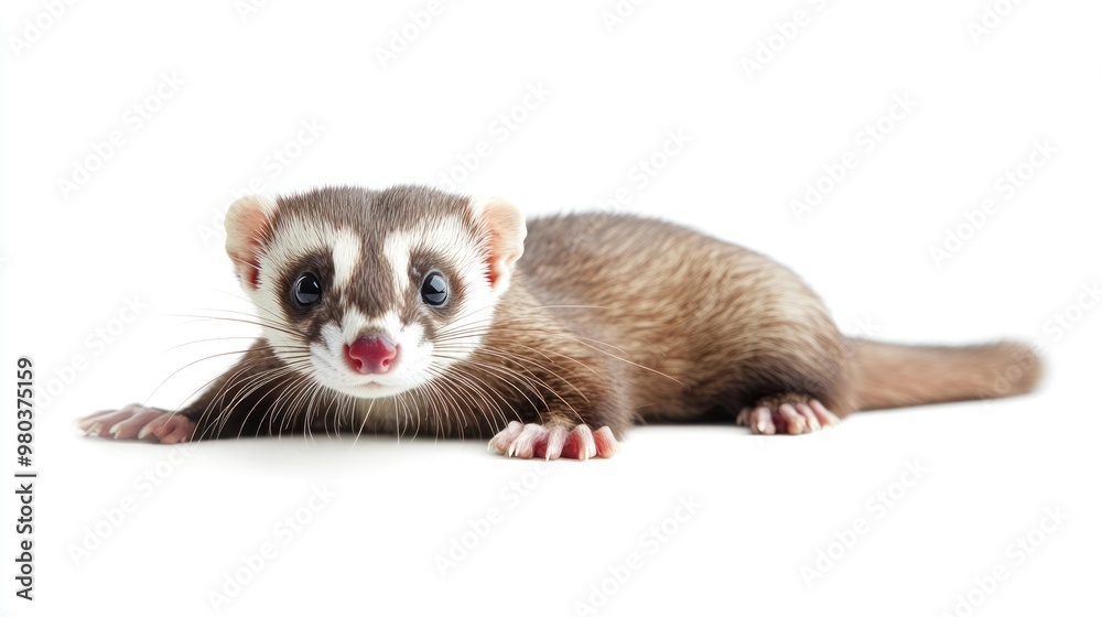 Cute ferret on a white background Cute ferret on a white background
