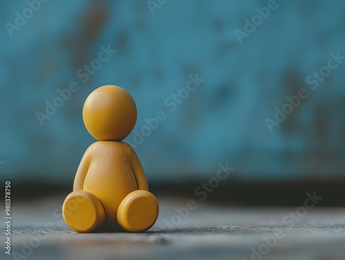 rocking doll, abstract business growth concept, plenty of copy space photo