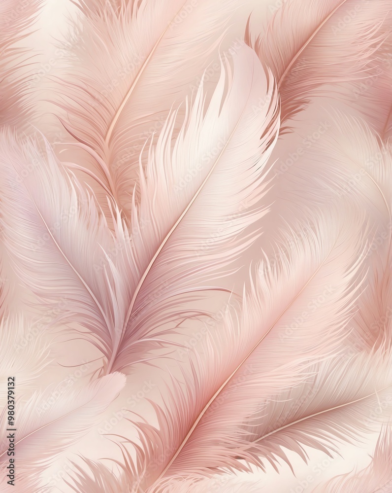Soft feather texture with blush pink to ivory gradient