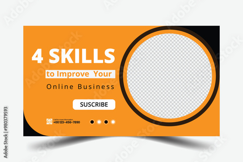  Corporate business YouTube thumbnail design template. products review video thumbnail and social media post web banner template.
