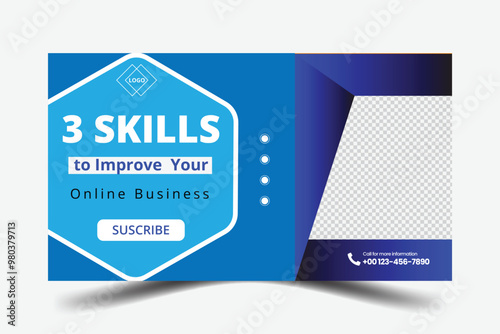  Corporate business youtube thumbnail design template. products review video thumbnail and social media post web banner template.
