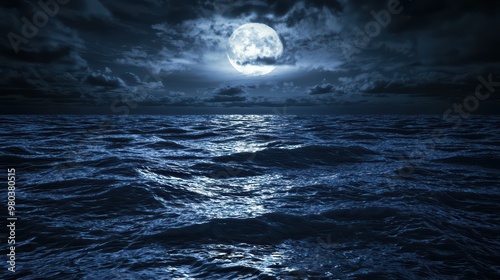 Dark Ocean Waves Wallpaper. Gentle waves of a dark ocean under a cloudy night sky.