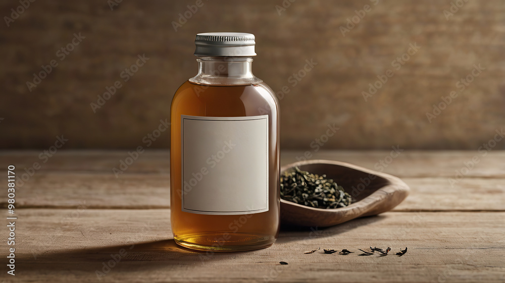 Cold Brew Tea in Glass Bottle Mockup Cold Brew Tea in Glass Bottle Mockup