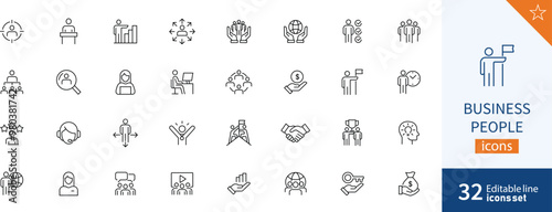 Business People Line Editable Icons set. Vector illustration in modern thin line style of business related icons
