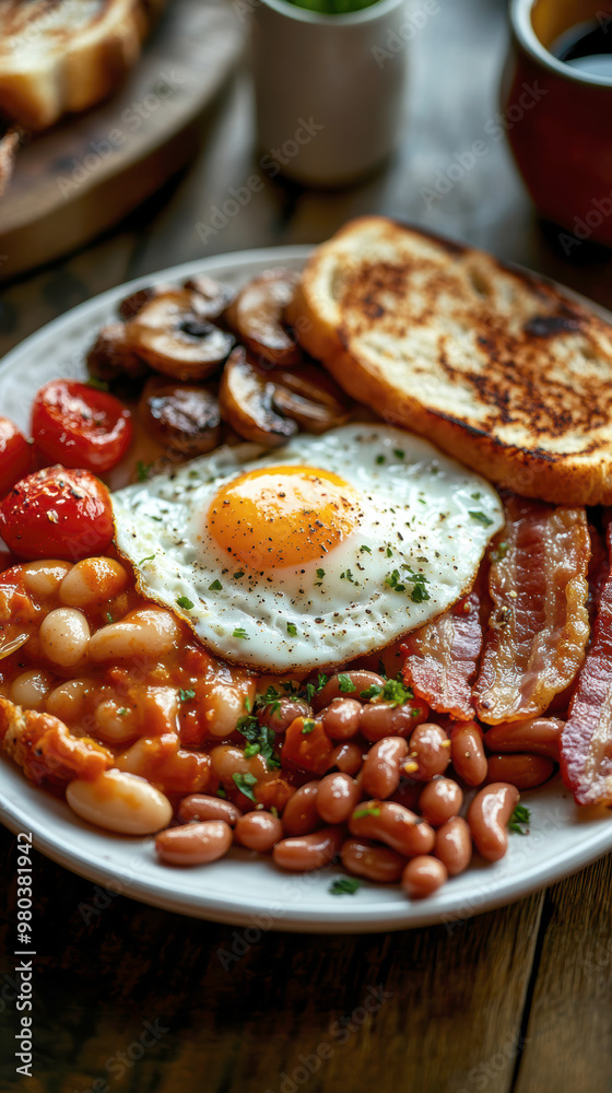 A tasty English breakfast. AI generative. A tasty English breakfast. AI generative.