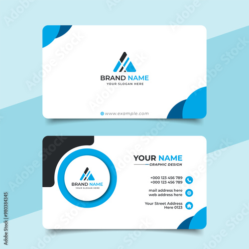 Creative modern blue business card design  name card corporate visiting card and simple clean template vector design