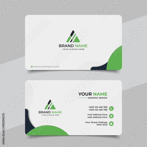 Creative modern green business card design  name card corporate visiting card and simple clean template vector design