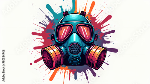 a respirator mask used for graffiti arts splash paint professional sleek modern minimalist graphic