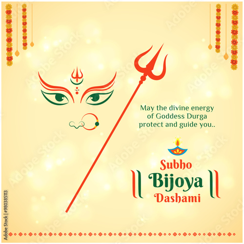 Subho Bijoya (Happy Dussehra) Greetings, Wishes. Creative Digital marketing,  Social Media Design Templates Vector Illustration photo