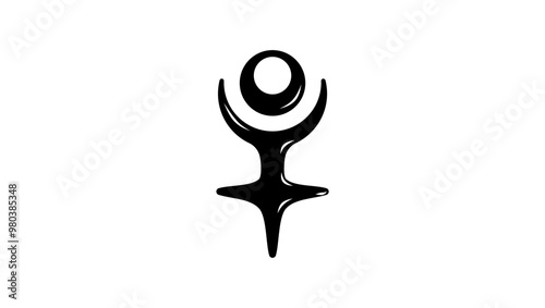 Pluto symbol, black isolated silhouette
