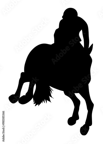 Show Jumping. Horse and jockey jumping vector silhouette.	