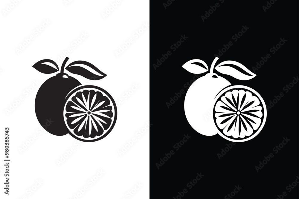 Lemon Light Silhouette Art in Minimalist Style. Lemon Light Silhouette Art in Minimalist Style.