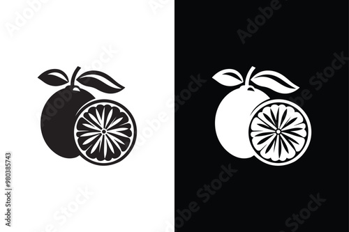 Lemon Light Silhouette Art in Minimalist Style.