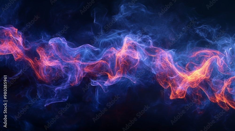 A vibrant display of smoke twists and undulates with shades of blue and orange, creating a mesmerizing abstract effect against a dark backdrop, evoking a sense of movement and fluidity. A vibrant display of smoke twists and undulates with shades of blue and orange, creating a mesmerizing abstract effect against a dark backdrop, evoking a sense of movement and fluidity.