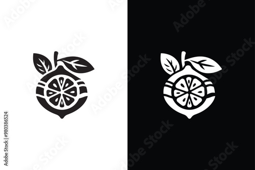 Lemon Light Silhouette Art in Minimalist Style.