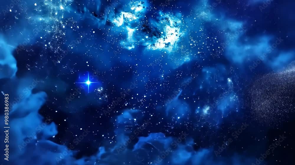 Bright blue nebula cloud evolving in deep space Bright blue nebula cloud evolving in deep space
