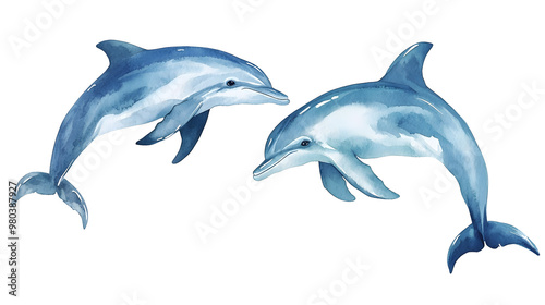 Playful dolphins collection illustration isolated on white