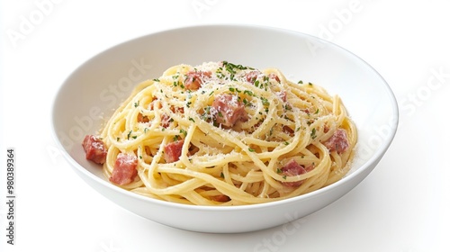 A bowl of spagheti carbonara