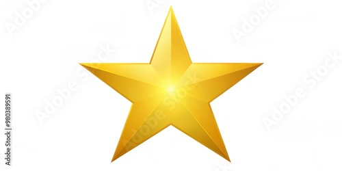 A shiny yellow star with smooth lines and a solid fill, its five points curving slightly as they photo