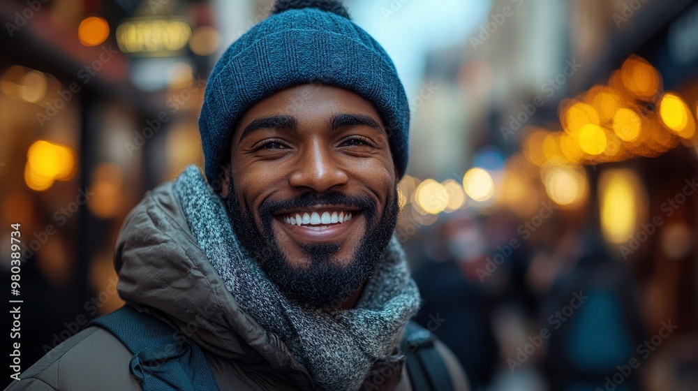 Happy Man in Winter Clothes Smiling at the Camera Happy Man in Winter Clothes Smiling at the Camera