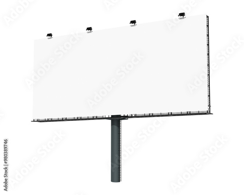 3D billboard sign png, blank advertisement on transparent background