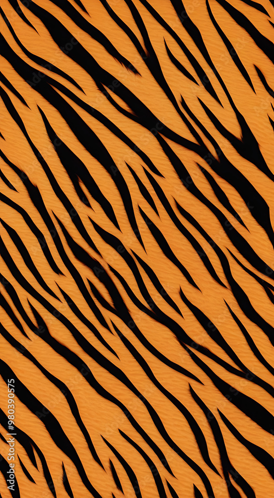 Fototapeta premium A bold illustration of tiger fur in an extreme close-up shot, capturing the vibrant orange and black stripes, perfect for seamless pattern design