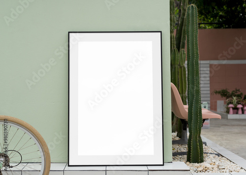 Picture frame png mockup, realistic wall decor, transparent design photo