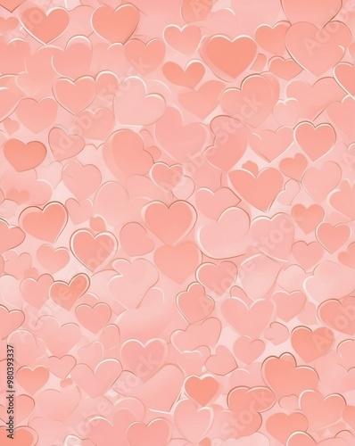 Subtle hearts design with gradient of light pink to peach