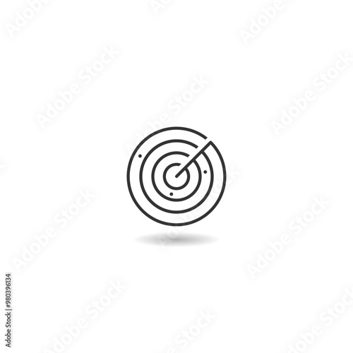 Radar with targets on monitor icon with shadow