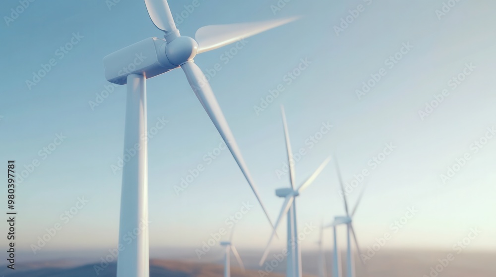 wind turbines in motion, captured from a low-angle perspective. wind turbines in motion, captured from a low-angle perspective.