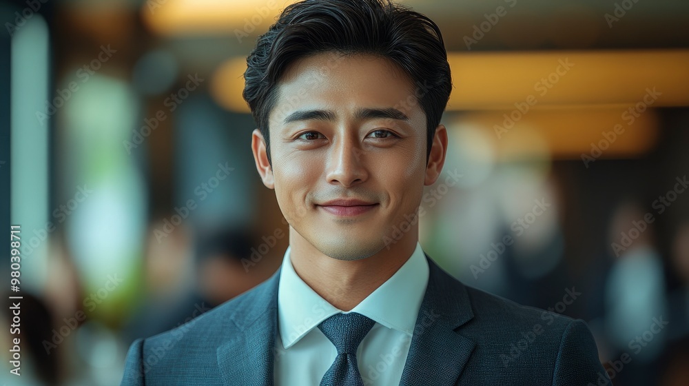 Confident Asian Businessman in Suit Smiling Confident Asian Businessman in Suit Smiling