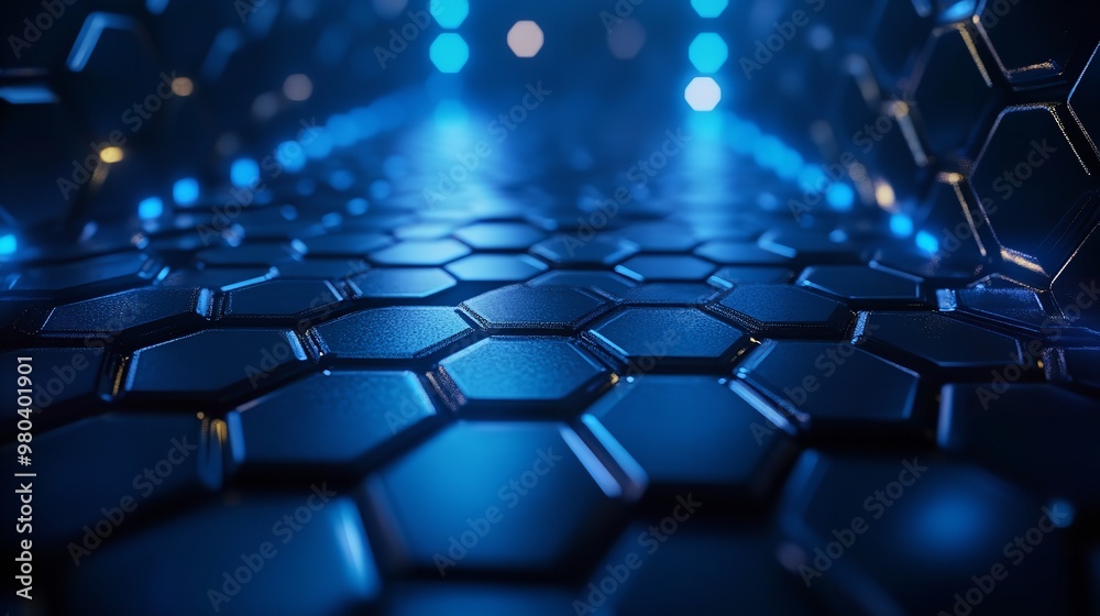 Abstract geometric background with hexagons in dark blue colors Abstract geometric background with hexagons in dark blue colors