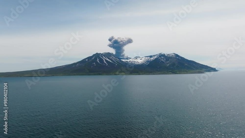 Volcanic eruption on Paramushir island