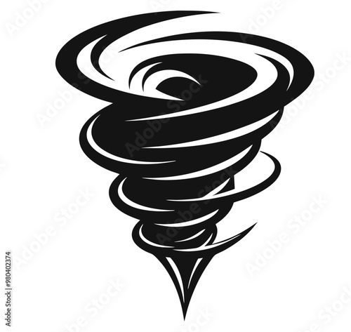 Vector illustration of a stylized tornado spiral pattern with a dynamic and fluid appearance. Weather and speed cyclones, typhoons, and hurricane outlines and icons.