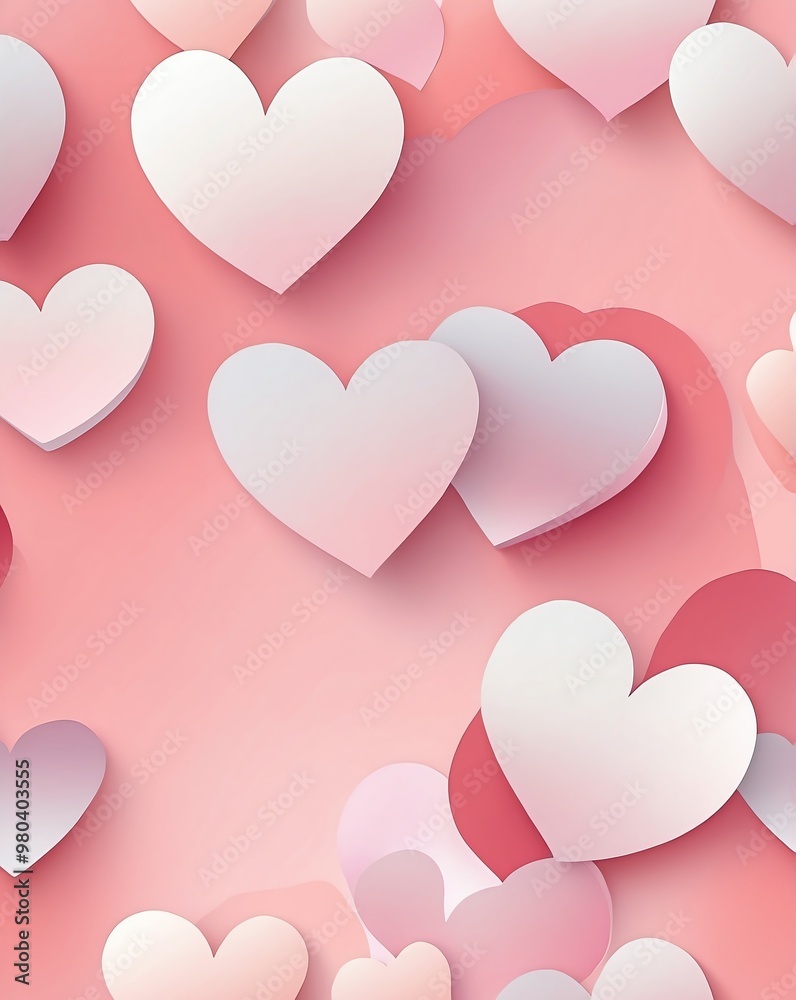 Abstract hearts with gradient from blush pink to white Abstract hearts with gradient from blush pink to white