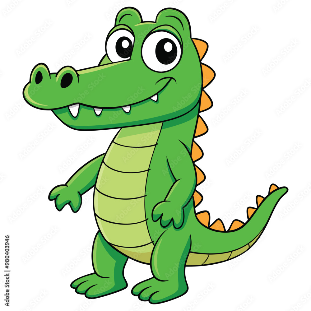 Fototapeta premium Vector illustration of a green crocodile smiley face isolated on white background
