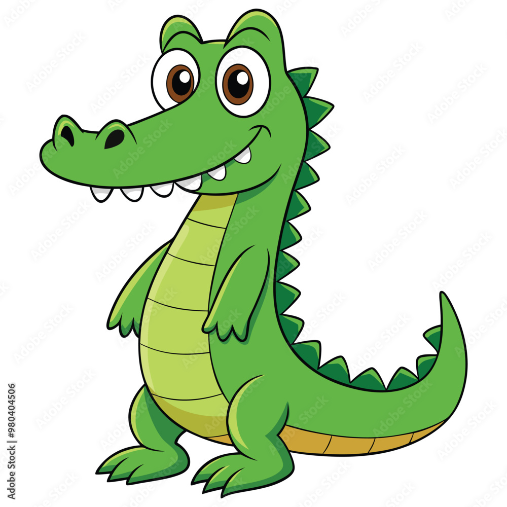 Naklejka premium Vector illustration of a green crocodile smiley face isolated on white background