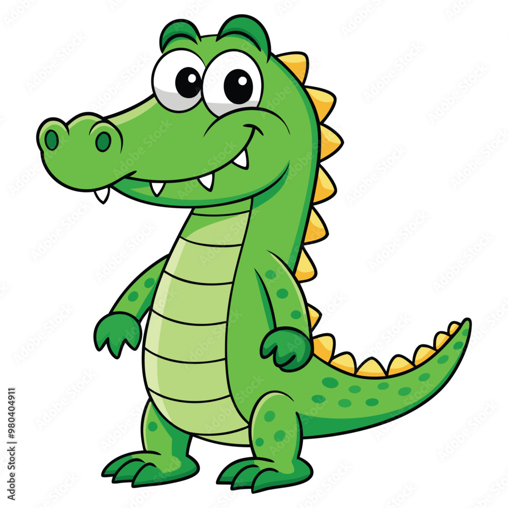 Fototapeta premium Vector illustration of a green crocodile smiley face isolated on white background