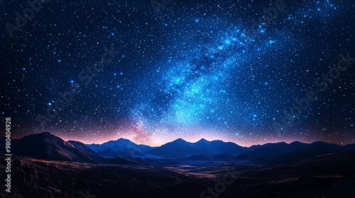 Night Sky with Milky Way over Mountain Range