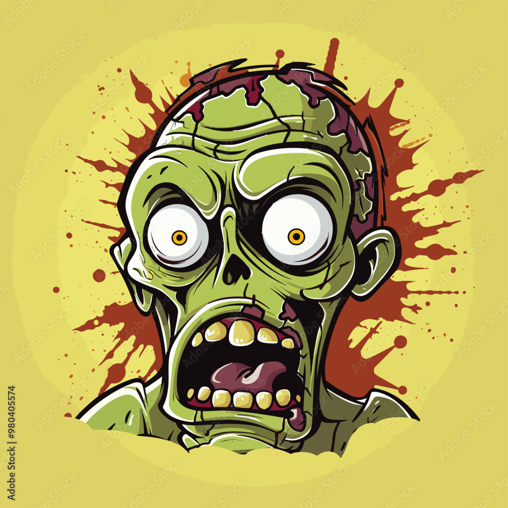 Fototapeta premium Classic Zombie Head with Green Skin