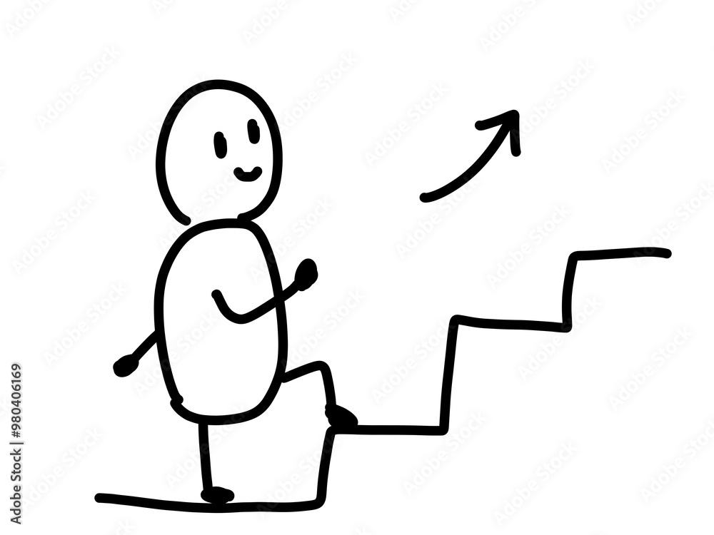階段を上る人のゆるいイラスト 階段を上る人のゆるいイラスト
