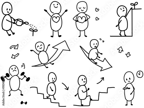 様々な人のゆるいイラストのセット