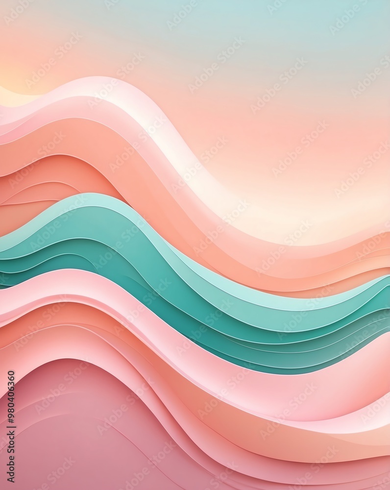 Abstract pastel waves with light pink to pastel peach gradient Abstract pastel waves with light pink to pastel peach gradient